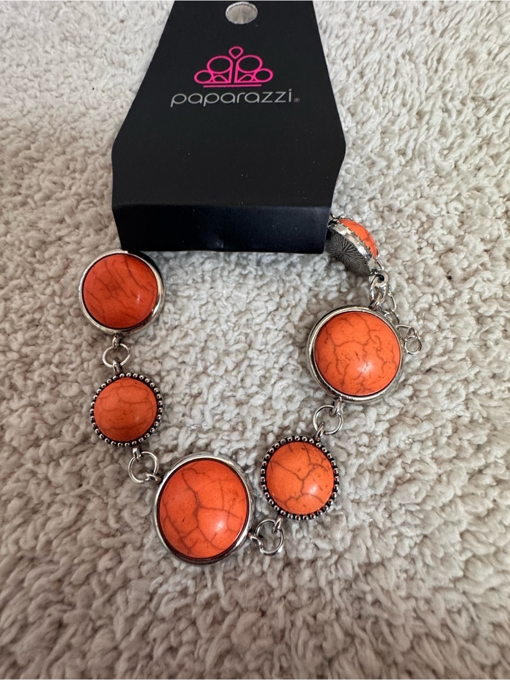 Paparazzi Bright Orange Cabochon Link Bracelet